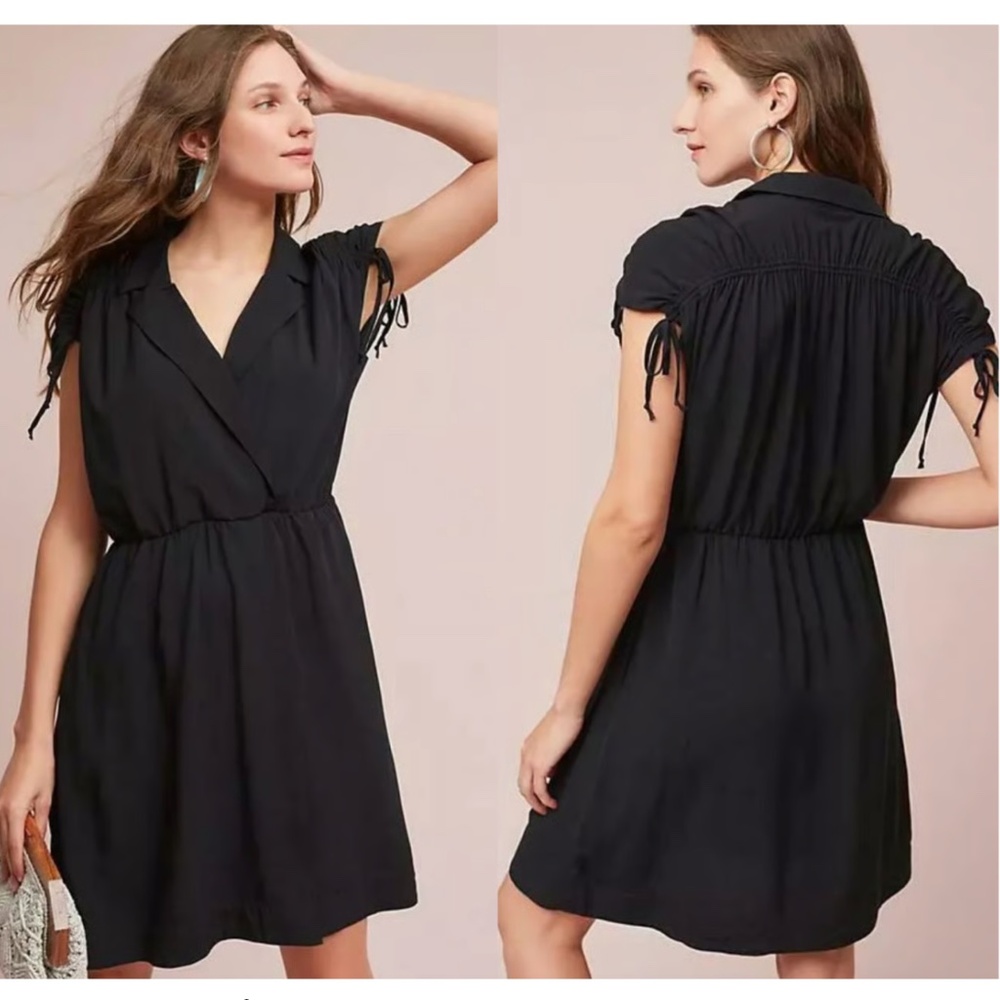 Maeve Black Carlotta Ruched Shirt Dress Size XS